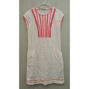 Boden Linen Shift Dress with Ribbon Ric Rac Dress Size 6 Regular